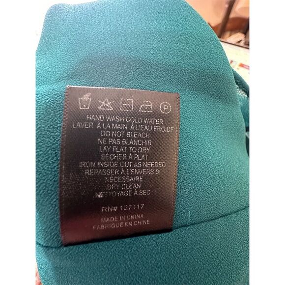 Badgley Mischka Womens Blouse S One Shoulder Asymmetrical Turquoise 1075 - Picture 8 of 10